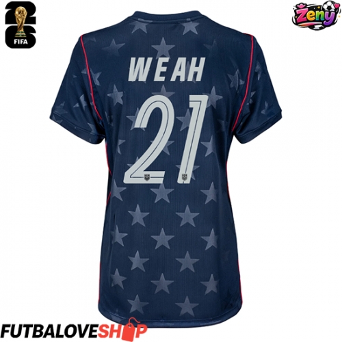 Dres Spojené štáty Timothy Weah #21 Preč pre Ženy MS 2026 Krátky Rukáv